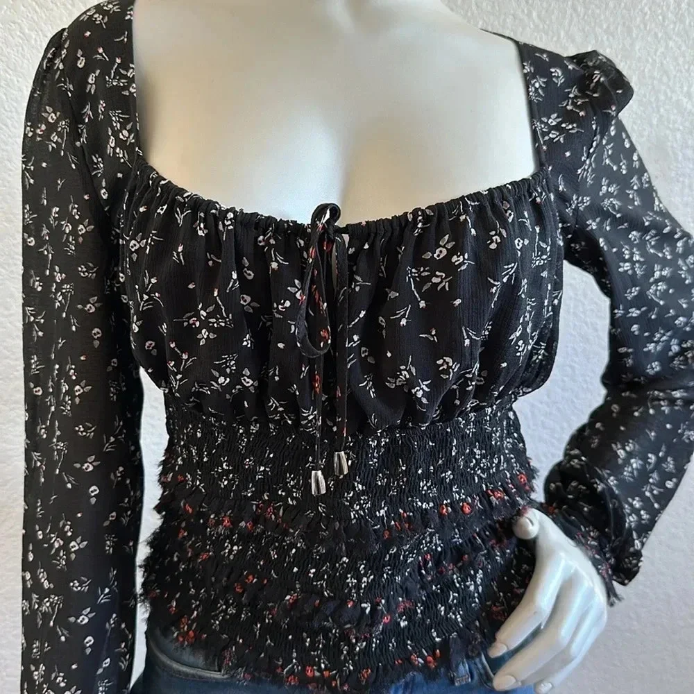Free People Printed Lolita Top In Black Combo